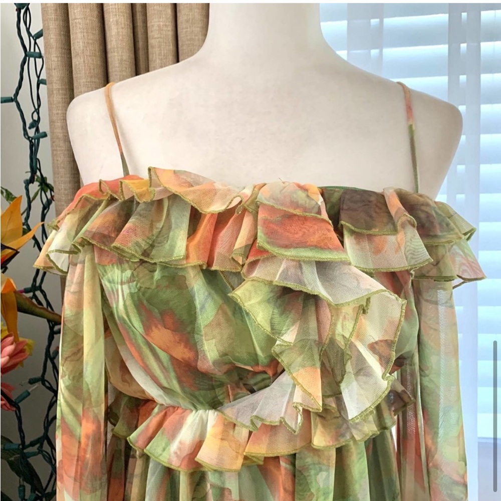 ❌SOLD❌ ZARA Ruffle Printed Tulle Dress - Picture 8 of 9